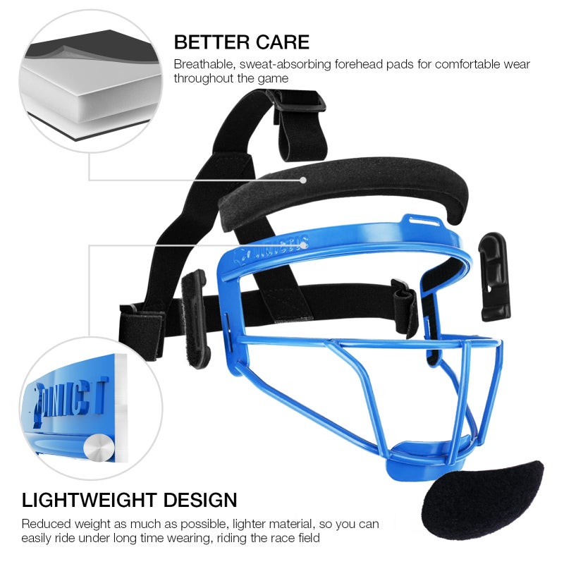 Dinictis Softball Face Mask, Lightweight, Comfortable, with Wide Field Vision, Durable and Safe Face Guards, Premium Protective Softball Fielder's Mask-Blue-Adult(L) - Image 3